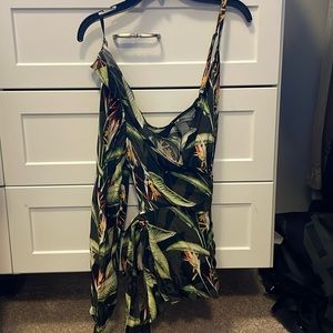 BCBG tropical wrap tie blouse